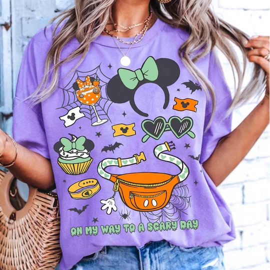 Discover Coquette Bow On My Way To A Scary Day Halloween Shirts, Disney Minnie Mouse Girl Trip Outfit, Mickeys Not So Scary Halloween Party 2025 Tee