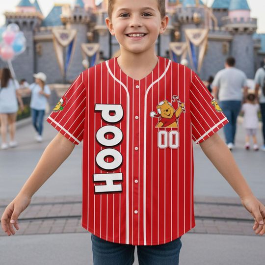 Discover Personalized Winnie The Pooh Christmas Baseball Jersey, Disney Christmas Baseball Jersey