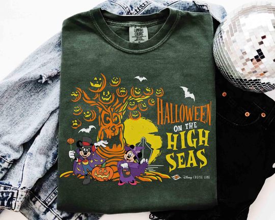 Discover Mickey and Minnie Halloween On The High Seas 2025 T-shirt, Disney Family Cruise Halloween Party Matching Tee, Cruise Line Wish Fantasy Magic