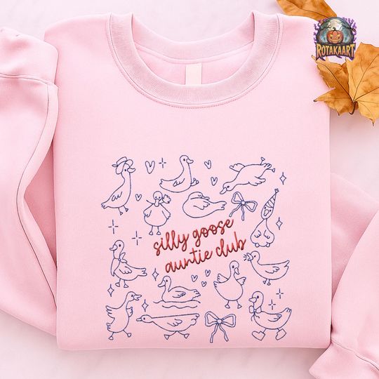 Discover Silly Goose Embroidered Sweatshirt, Auntie Club Goose Embroidered Shirt, Just A Spooky Shirt, Goose Bumps Halloween Embroidery