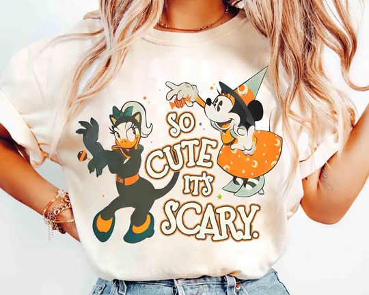 Discover Disney Minnie Mouse and Daisy Duck So Cute It's Scary Halloween Shirt, Mickey's Not So Scary Halloween Party 2025 Tee, Disneyland Girl Trip