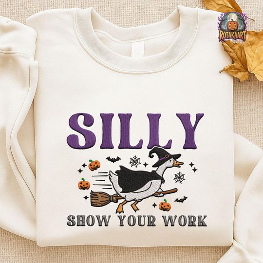 Silly Goose Embroidered Sweatshirt, Goose Math Teacher Embroidered Shirt, Math Squad Goose Shirt, Just A Spooky Halloween Embroidery