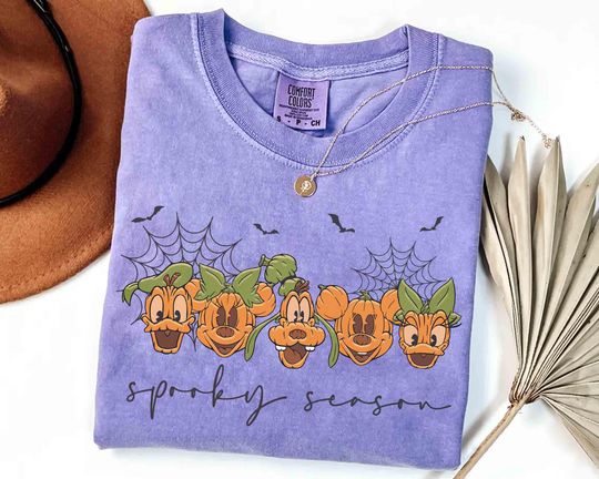 Discover Retro Mickey & Friends Pumpkins Spooky Season T-Shirt, Disney Mickey's Not So Scary Party Matching Tee, Disneyland Halloween Family Trip Tee