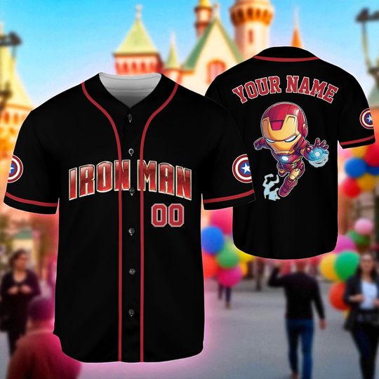 Personalized Disney Marvel Avengers Baseball Jersey, Superheroes Spiderman Iron Man Birthday Boy Kids Youth Adult Team