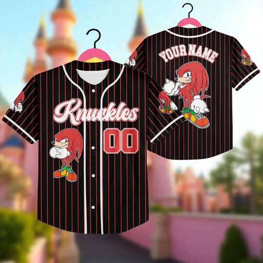 Discover Custom Disney Sonic Knuckles Baseball Jersey Shirt, Knuckles Party Jersey, Knuckles Birthday Gift
