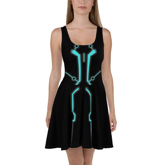 Discover Tron Inspired Skater Dress – Fun Cartoon Style Casual Outfit for Women