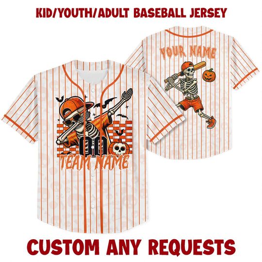 Discover Personalized Baseball Team Jersey Halloween Outfit Spooky , Jersey Trick or Treat Shirt for Kid Youth and Adults, Horror Jersey