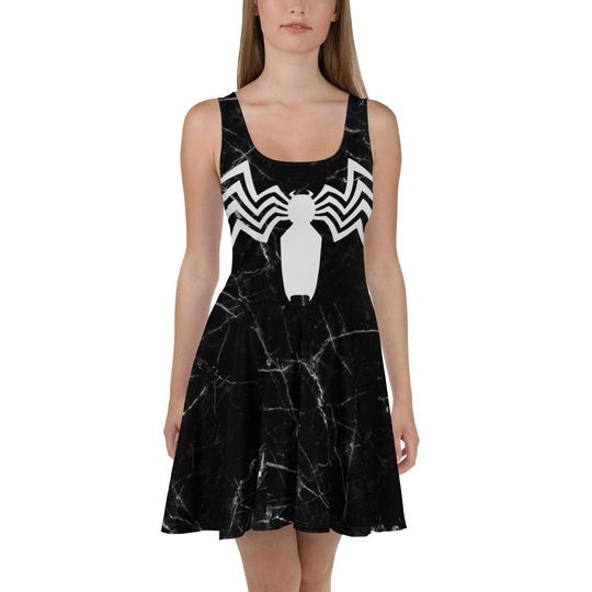 Venomous Spider Skater Dress – Fun Cartoon Style Casual Outfit for Women