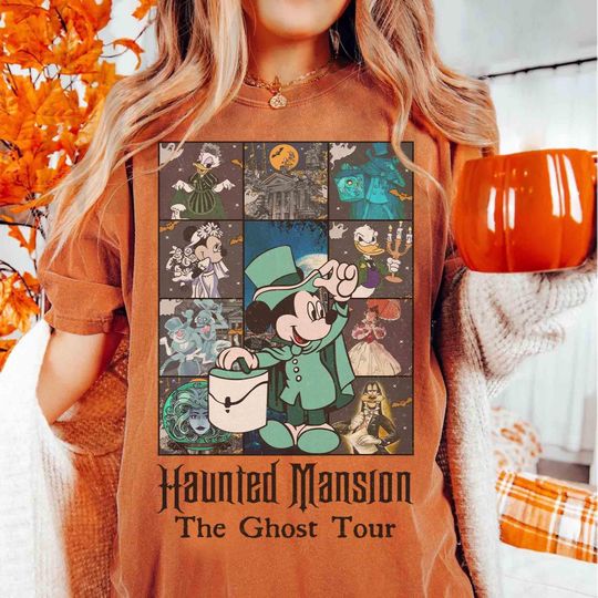 Vintage Haunted Mansion The Ghost Tour Disney Halloween Shirt, Mickey and Friends Hitchhiking Ghosts, WDW Disneyland Welcome Foolish Mortal
