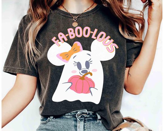 Discover Comfort Colors Minnie Mouse Ghost  Fa-Boo-lous Halloween Shirt, Girly Disney Halloween 2025 Trip,  WDW Family Spooky Season, Boo To You Tee