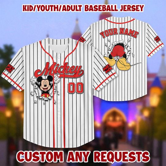 Discover Personalize Disney Mickey Mouse Baseball Jersey, Baseball Jersey Collection Choose Style Jersey Disneyland Birthday Gift