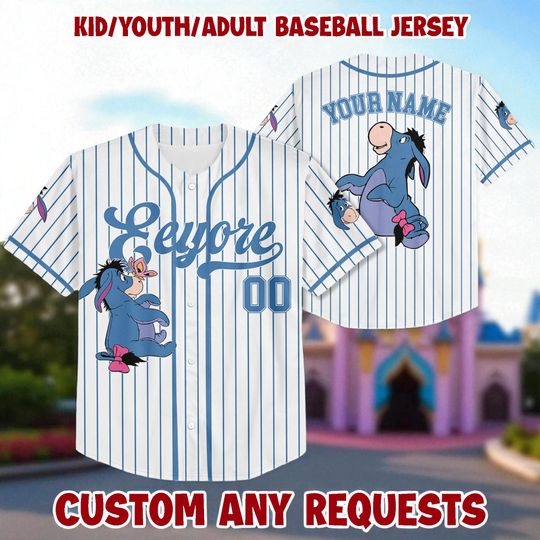 Discover Custom Disney Winnie The Pooh Eeyore Baseball Jersey, Eeyore Baseball Shirt, Magic Kingdom Jersey