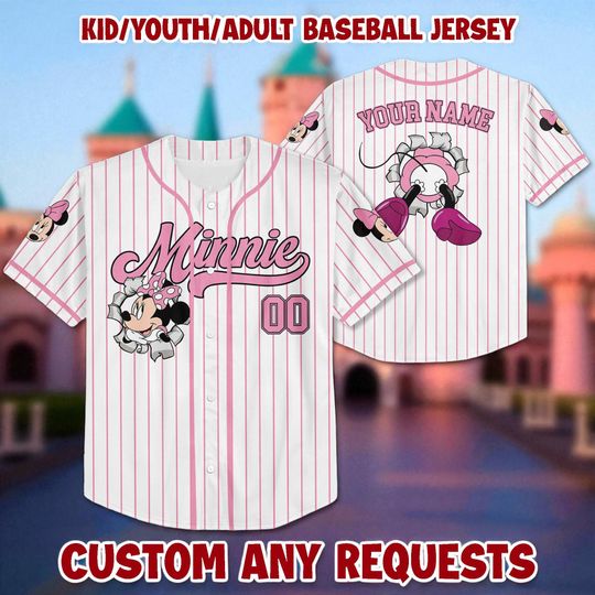 Discover Personalized Disney Minnie Jersey Baseball, Kids and Adult Disney Jersey, Unisex Fan Jersey Baseball