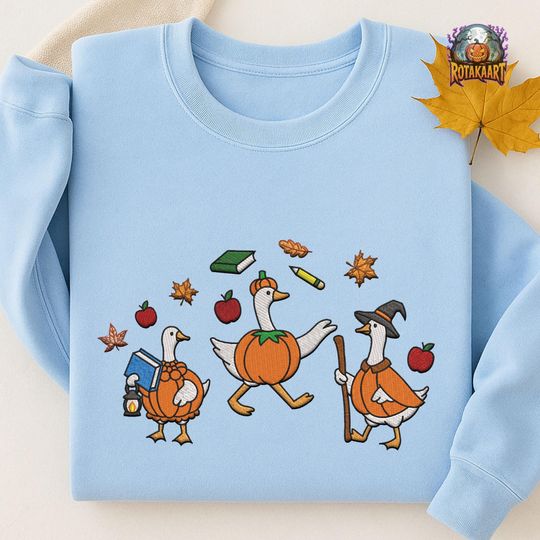 Discover Silly Goose Embroidered Sweatshirt, Goose Teacher Club Embroidered Shirt, Just A Spooky Goose Shirt, Goose Teacher Halloween Embroidery