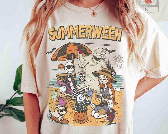 Discover The Nightmare Before Christmas Summerween T-shirt, Jack Skellington & Sally Cosplay Tee, Honeymoon  Summer Trip, Disney Wedding anniversary