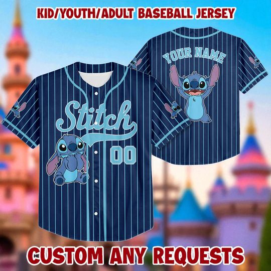Discover Personalized Stitch Baseball Jersey, Cartoon Stitch Custom Name And Number Jersey, Stitch Team Jersey, Birthday Gift