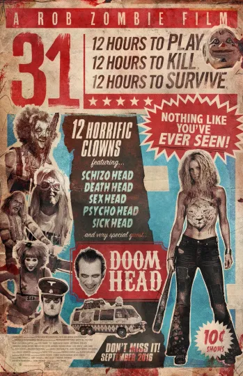 Discover 31 Movies Poster - Rob Zombie - Horror Vertical Poster
