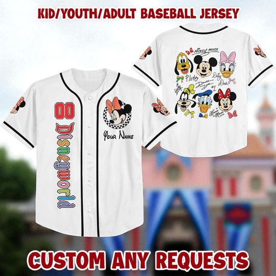 Discover Personalized Walt Disney Disneyworld Baseball Jersey, Gift for Kids, Disney Birthday Gift, Gift For Baseball Fans