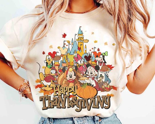 Discover Disney Mickey & Friends Happy Thanksgiving Shirt, Happy Thanksgiving Outfit, Disneyland Resort Fall Vibes, Tis The Season Tee