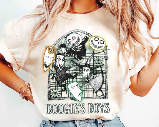Discover Vintage Lock Shock & Barrel Boogie's Boys Halloween T-shirt, Disney Nightmare Before Christmas Tee, Oogie Boogie Bash 2025, Disneyland Trip
