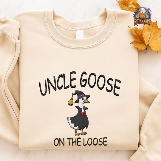 Discover Goose Lover Embroidered Sweatshirt, Uncle Goose On The Loose Embroidered Shirt, Uncle Club Shirt, Goose Bumps Halloween Embroidery