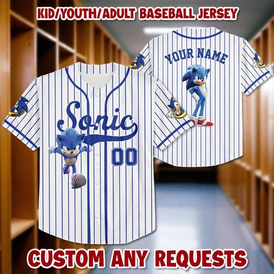 Discover Personalized Sonic Baseball Jersey, Funny Sonic Jersey, Sonic Party Jersey, Sonic Birthday Gift, Disney Baseball Team Outfit