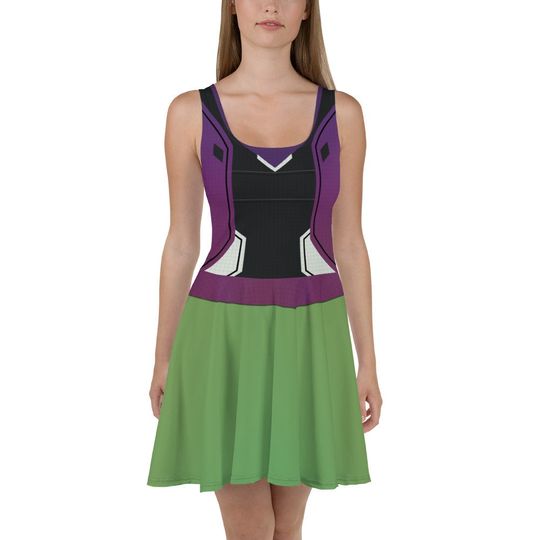 Discover Lady Hulk Skater Dress – Fun Cartoon Style Casual Outfit for Women
