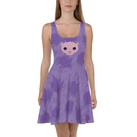 Discover Purple Puff Skater Dress – Fun Cartoon Style Casual Outfit for Women