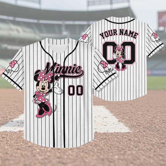 Discover Personalized Minnie Baseball Jersey, Mouse Minnie Jersey For Kids, Mouse Matching Family T-Shirt