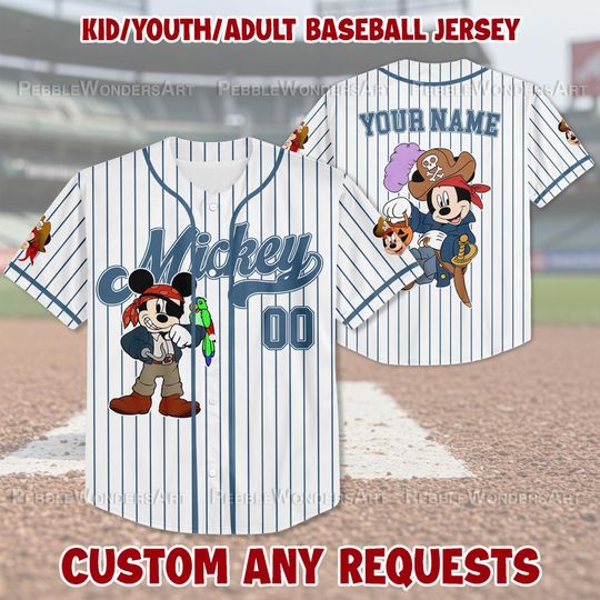 Discover Personalize Pirates Mickey Baseball Jersey, Disney Jersey Kids Shirt, Disney Cruise Outfit, Personalized Vacation Look, Baseball Jersey Kids