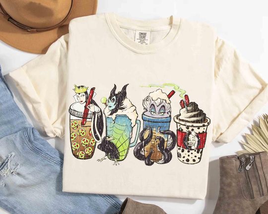Discover Disney Villains Coffee Retro Shirt, Disney Evil Friends 2025 Matching, Bad Witch Disney Shirt, Evil Queen Tee, Disney Trip