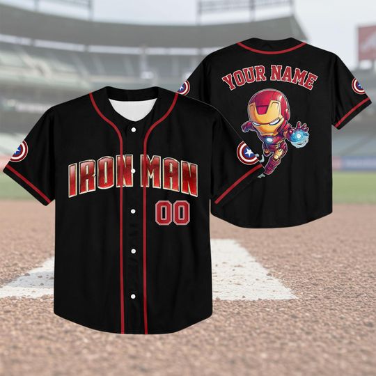 Personalized Iron Man Baseball Jersey, Iron Man Movie Jersey Shirt, Personalized Iron Man Jersey, Gift for Marvel Fans