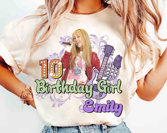 Discover Personalized Disney Channel Hannah Montana Birthday Girl T-Shirt, Custom Hannah Montana Music Birthday Present Gift, Disneyland Family Trip