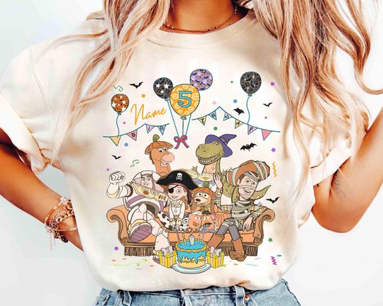 Personalized Name Age Pixar Toy Story Birthday Halloween Shirt, Custom Disney Buzz Woody  Birthday Present Gift, Disneyland Family Trip Tee