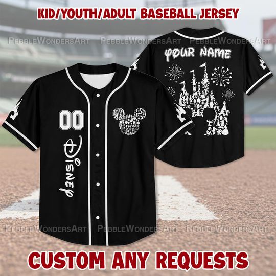 Discover Personalized Disneyland Trip Baseball Jersey Matching Team Shirt Custom Disney Castle Mickey Head Gift for Kids