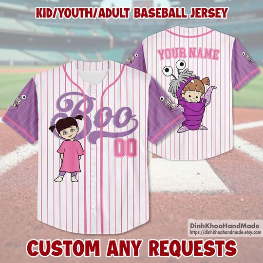 Discover Personalized Boo Monsters Inc Baseball Jersey Custom Disney Shirt Monsters Inc Team Outfit Birthday Gift
