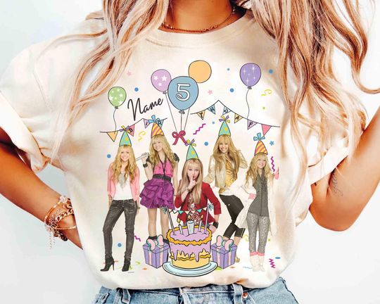 Personalized Name Disney Channel Hannah Montana Birthday T-Shirt, Custom Hannah Montana Music Birthday Present Gift, Disneyland Family Trip