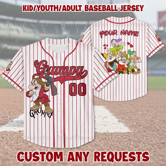 Discover Personalized Disney Grumpy Dwarf Baseball Jersey Team Shirt Magic Kingdom Family Outfit