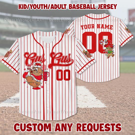 Discover Personalized Disney Cinde Gus Gus Christmas Baseball Jersey Snack Tour Santa Outfit Matching Tee
