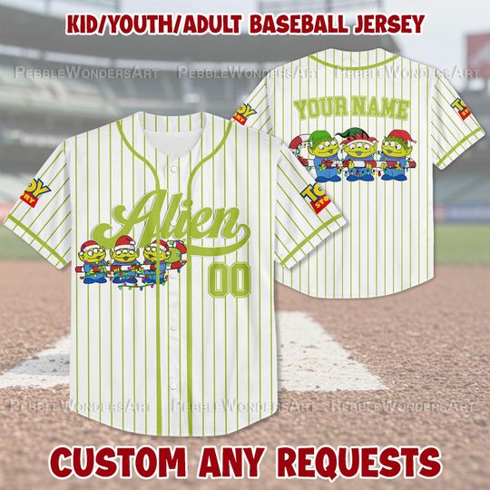 Personalized Toy Story Aliens Christmas Baseball Jersey, Toy Story Jersey Gift for Adult Kid