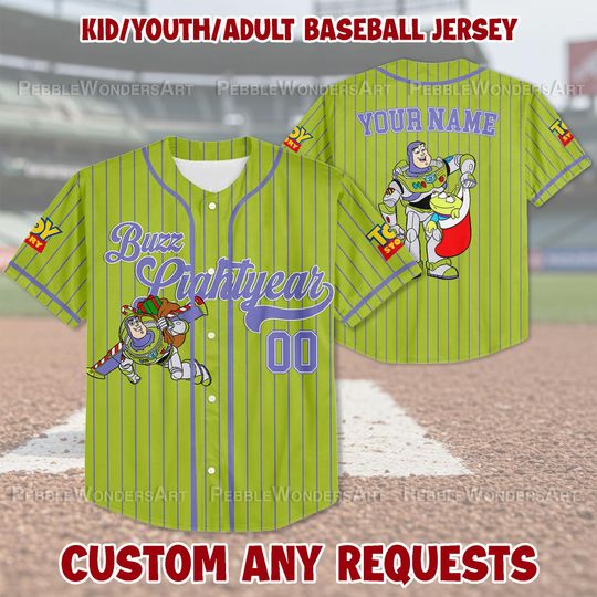 Discover Personalized Toy Story Buzz Lightyear Christmas Baseball Jersey, Toy Story Jersey Gift for Adult Kid