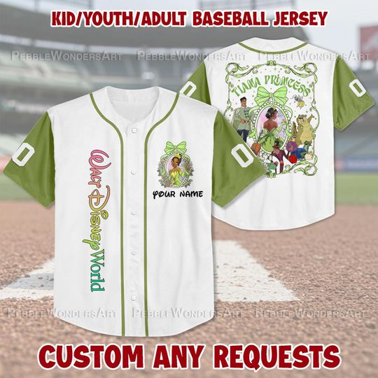 Discover Personalized Disney Princess Tiana Baseball Jersey Custom Kid Youth Adult Disney Shirt Birthday Gift