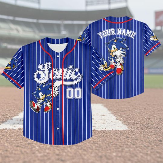 Discover Personalized Cartoon Jersey Baseball | Custom Sonic Jersey | Jersey for Kids, Youth & Adults |Gift for Baseball Fans