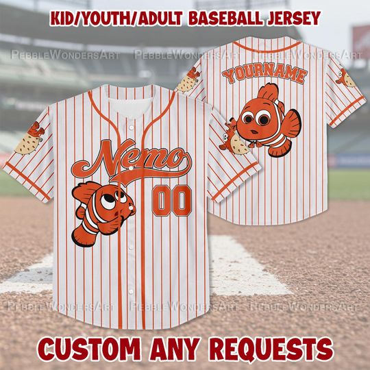 Personalized Disney Finding Nemo Baseball Jersey, Custom Disney Baseball Jersey, Gift For Fan Disney