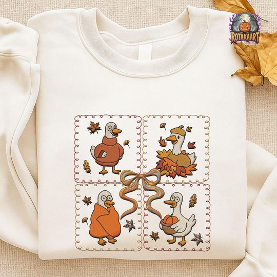 Silly Goose Embroidered Sweatshirt, Pumpkin Latte Goose Embroidered Shirt, Goose Shirt, Just A Spooky Halloween Embroidery