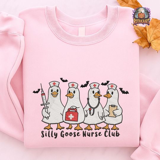 Discover Boo Boo Crew Nurse Embroidered Sweatshirt, Silly Goose Nurse Club Embroidered Shirt, Goose Nurse Shirt, Halloween Nurse Halloween Embroidery