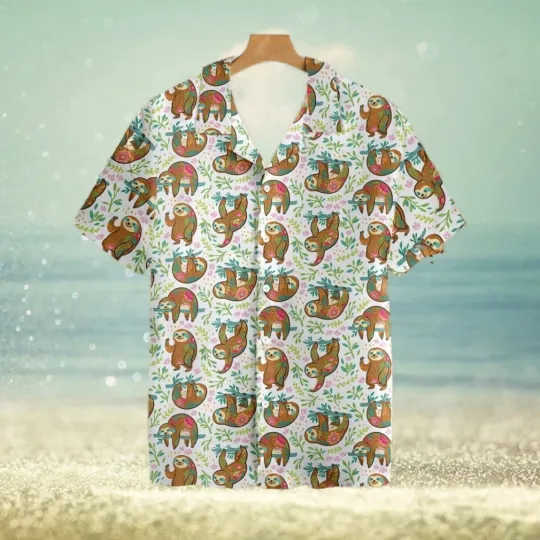 Discover Sloth Flower Tropical Hawaiian Shirt for Men and Women