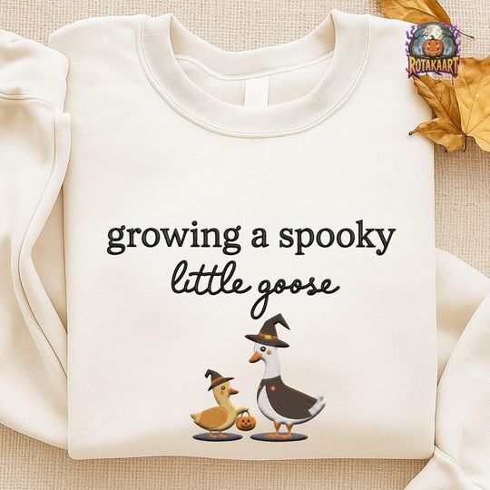 Discover Goose Embroidered Sweatshirt, Spooky Goose Embroidered Shirt, Pregnancy Announcement To Husband Shirt, Goose Bump Halloween Embroidery