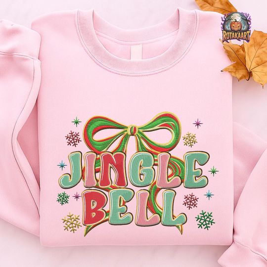 Discover Preppy Holiday Embroidered Sweatshirt, Christmas Tree Coquette Embroidered Shirt, Jinger Bell Shirt, Holly Jolly Christmas Embroidery