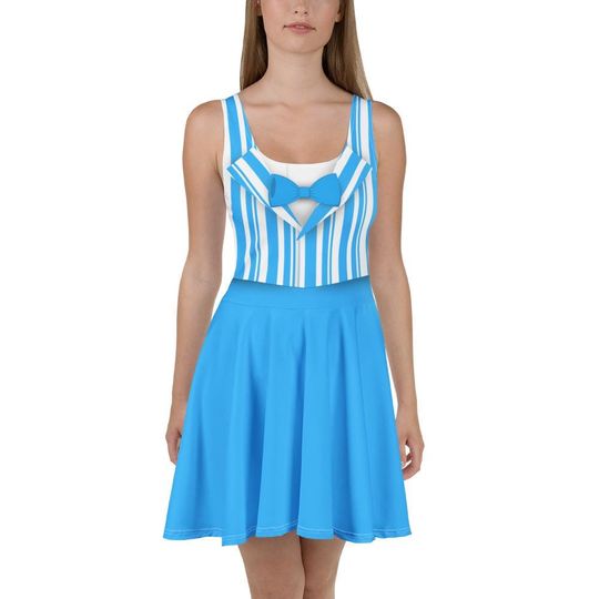 Discover Blue Dapper Day Main Street Magic Inspired Skater Dress- Bounding Main St USA style